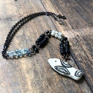 Fluorite Tribal Fish Gemstone Necklace
